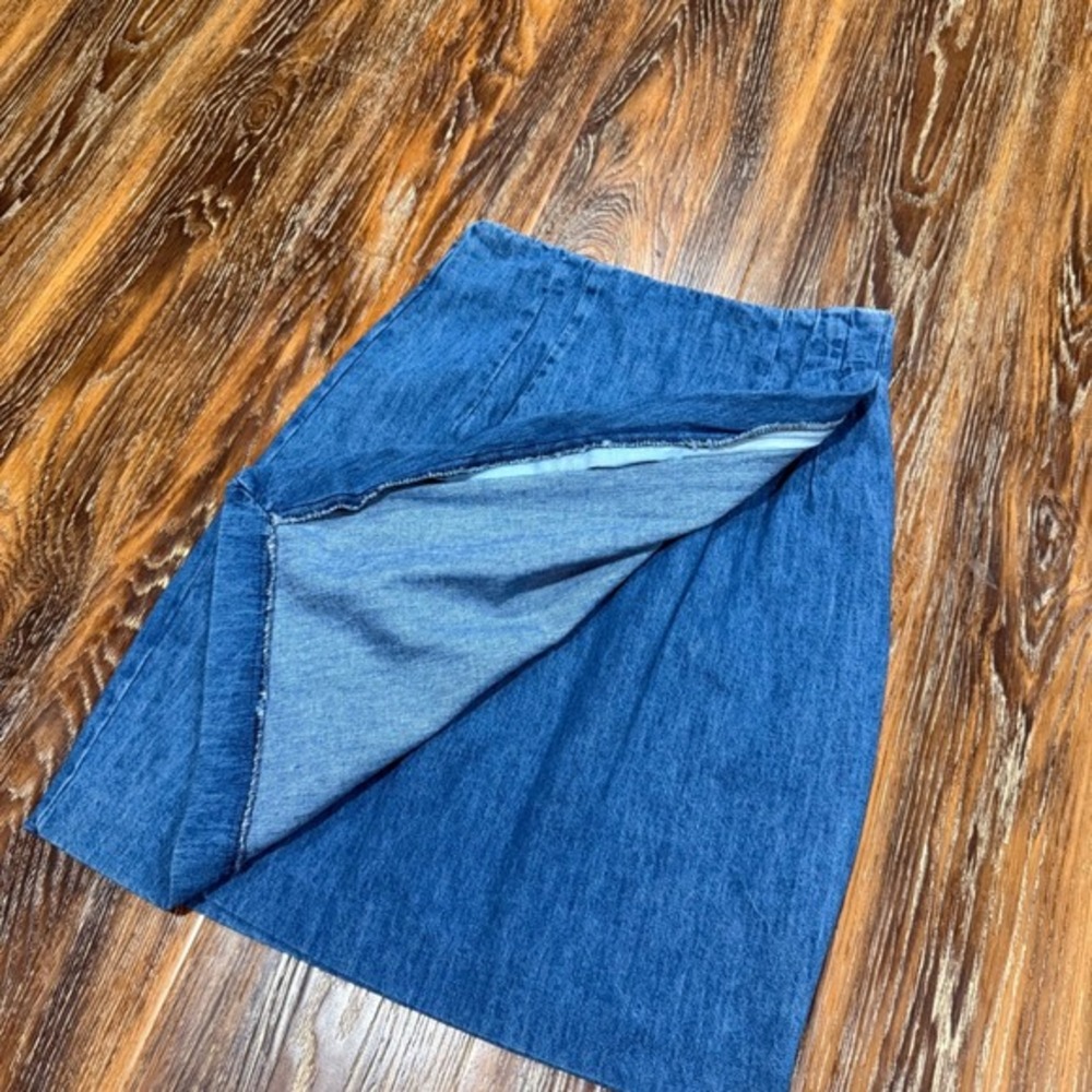 Vintage Girls Size 12 Breeches Blue Denim Wrap Front Denim 90s Skirt Zip Kids 25